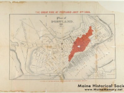 1866 Map of Great Fire of 1866 from the Maine Historical Society