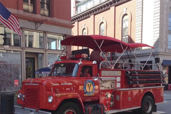 Portland Fire Engine Co. Tours Truck on Congress St, Portland Maine