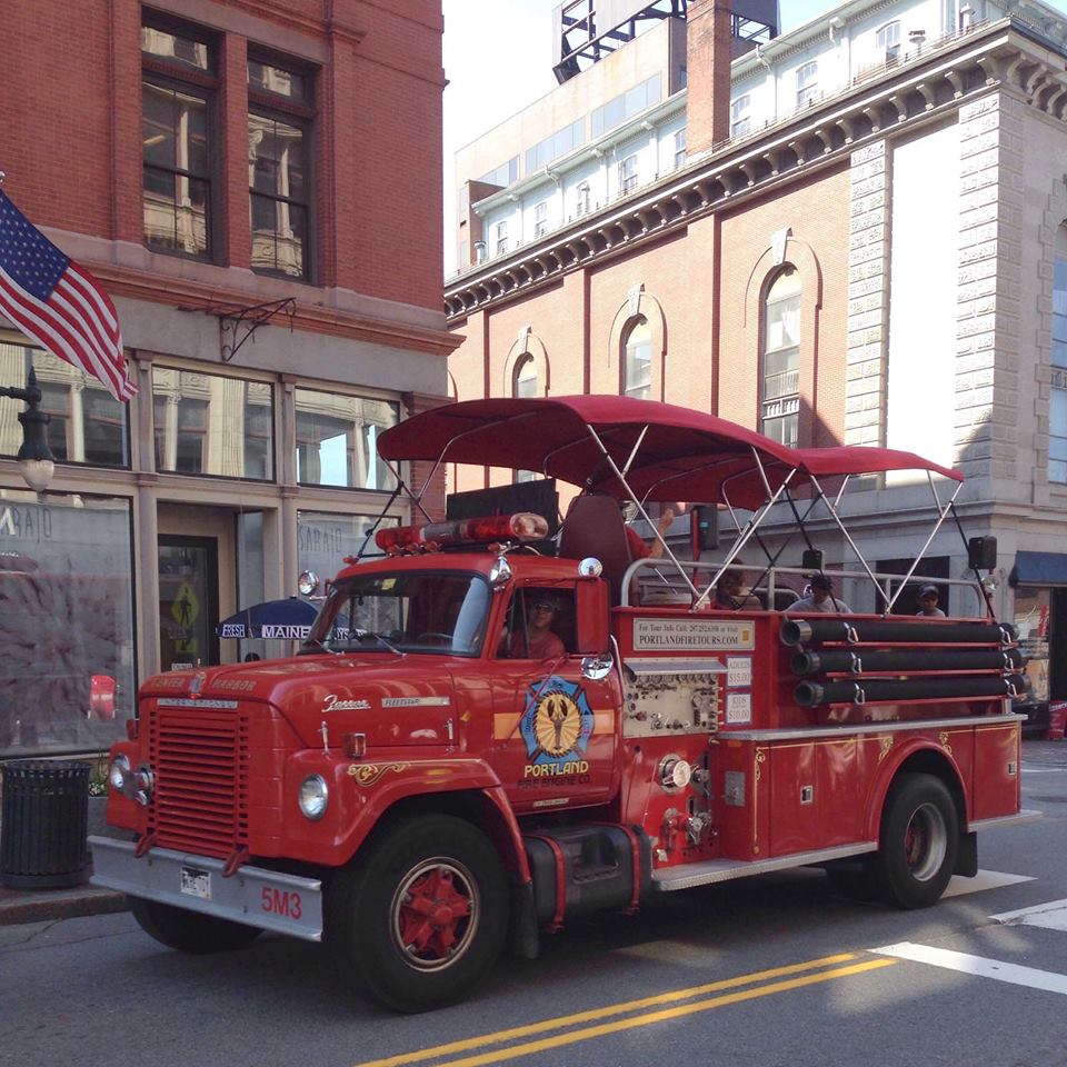 Portland Fire Engine Co. Tours Truck on Congress St, Portland Maine