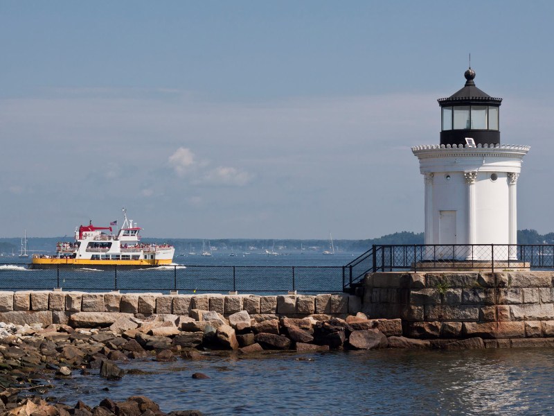 Bug Light with Ship in the Background, Portland Maine